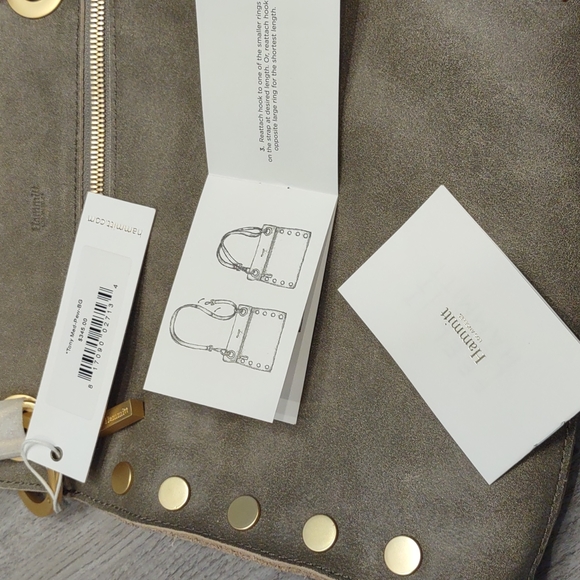 Hammitt Tony Medium Pewter Gray Brushed Gold Crossbody Handbag New Purse Leather - Picture 7 of 9